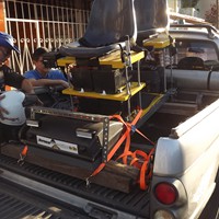 Embarcando o Ferreocar em Piedade, para testes em Rio Bonito